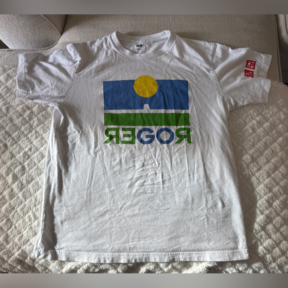 White Uniqlo Roger Federer Graphic T-Shirt